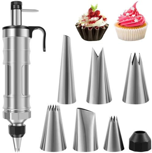 Jeringa de Repostería Cake Decorating Kits Juego de jeringas for decoración de pasteles, kit de tuberías for glaseado de magdalenas con 6 boquillas de glaseado, juego de jeringas reutilizables multifu