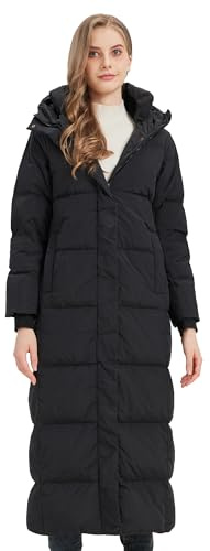 ANYIELIEMO Women’s Thick Long Down Jacket Ultra Warm Hooded Winter Coat with Full-Length Coverage (US, Alpha, Large, Regular, Regular, Black)