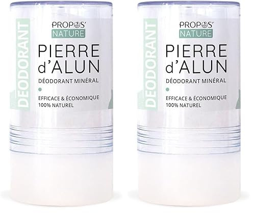 Déodorant Minéral Pierre d'Alun Bio - 115 g - 100% naturel - Sans Alcool - Sans Parfum - Sans Colorant - Sans Hlorydrate d'Aluminium ni Conservateur (Lot de 2)