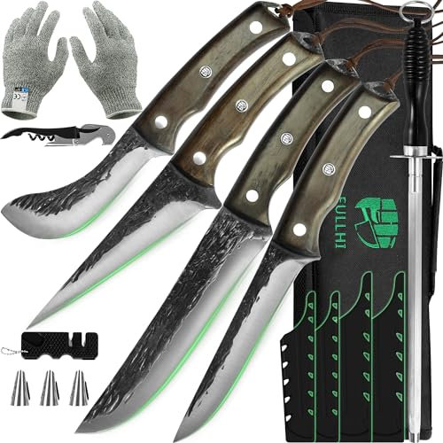 FULLHI Set di 17 coltelli da chef da macellaio (11 pezzi)