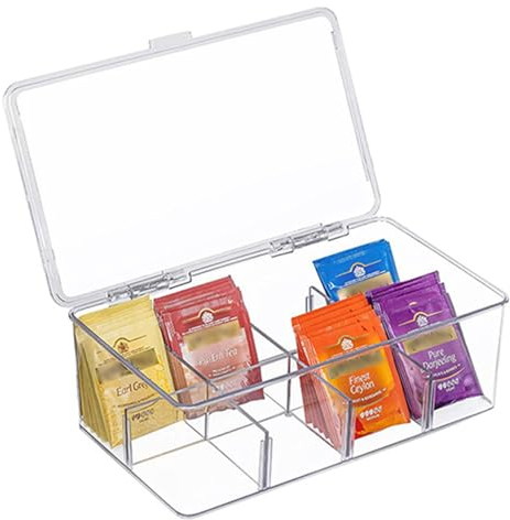 Pasdrucn 28.2x17.1x9.4cm Teebox Mit 8 Fächern, Tee Organizer, Tee Aufbewahrungsbox Teebeutelboxen Aus Kunststoff, Teebeutel Organizer, Teeboxen Für Teebeutel, Teebeutel Aufbewahrungsbox (1 Pcs)