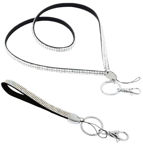 ZGDEIWGF 2 Stück Glitzernde Strass-Lanyards, Handy-Lanyards, Schlüssel-Lanyards, Münz-Geldbörsen-Lanyards, Ausweis-Lanyards, Multifunktionale Lanyards Für Damen