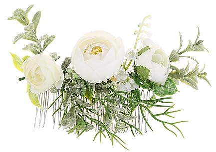 1 Stück Haarkämme für Frauen,Blumen Kopfschmuck,Braut Boho Haarschmuck,Haarkämme mit Blumen und Blatt,Braut-Haar-Accessoires,Haarseitenkämme,Braut Hochzeit Schleier Kamm,Grün