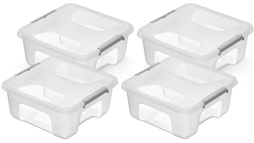 Kreher® Aufbewahrungsbox Transportbox Kleiderbox Kunststoffbox mit Deckel, Stapelbar, lebensmittelecht und BPA-frei in robuster Ausführung! Aus Kunststoff in Transparent. In verschiedenen Größen.