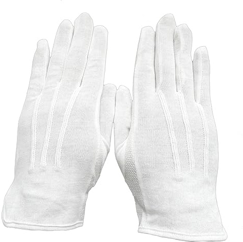 Guantes de algodón con puntos de PVC, interior de la mano antideslizante, Mixto. (Blanco, 9,5)