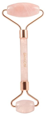 Skin Chi Rose Quartz Roller for Face & Under Eyes - Rose Quartz Facial Massager Reduces Puffiness & Enhances Skin Care Absorption - Anti-Aging Facial Device - Natural Self-Care Gift for Women & Men