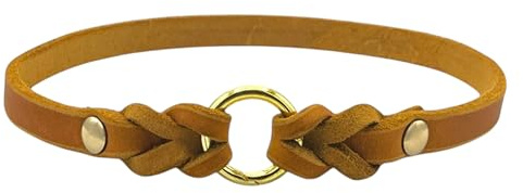 Markenhalsband aus robustem Leder Nature | personalisierbar | handgefertigt nach Maß | Halsband für Hundemarken (Cognac)