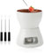 DAWRIS Juego de fondue de cerámica para fondue de chocolate, fondue de chocolate, cuenco de cerámica con portavelas y 4 tenedores, juego de fondue de chocolate para chocolate, queso, fondue, cenas