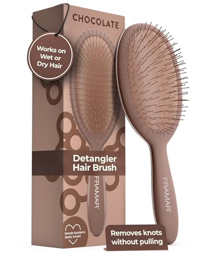 FRAMAR Entwirrbürste für Mädchen, Nasshaarbürste, Glitzer, Schokolade | Wet Detangler Hair Brush für Kinder; Glitzerbürste entwirrt nasses Haar sanft ohne zu ziepen