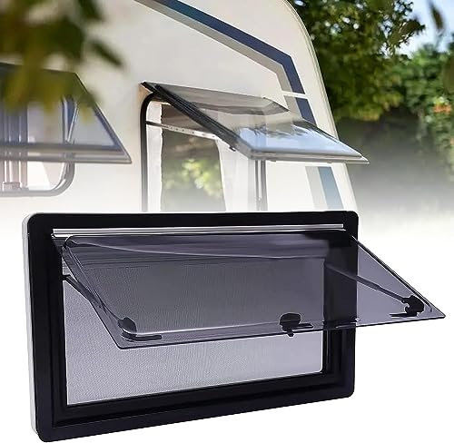 QIANMEI Motorhome Tilt Window, Aluminum Alloy Acrylic Caravan Side Window With Roller Blind And Screen, Push Window Insect Protection,Easy Installation(1000x500mm)