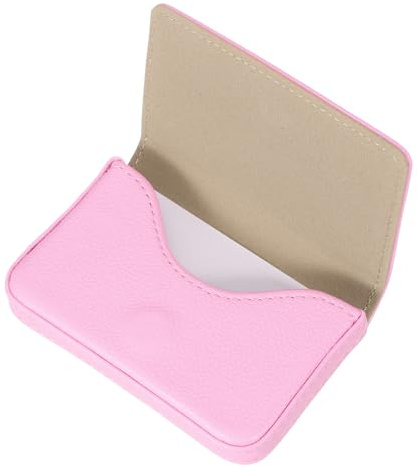 QUARKZMAN Portatarjetas De Negocios, Estuche De Tarjetas De Presentación De Cuero PU Portatarjetas De Bolsillo Con Cierre Magnético Para Hombres Y Mujeres, Rosa