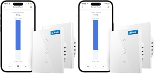 Meross Interrupteur Volet Roulant Connecté (FIL NEUTRE REQUIS), Lot de 4 Interrupteur de Rideau Compatible avec Alexa et Google Home, Contrôle de Pourcentage, Commande Vocale et Contrôle à Distance