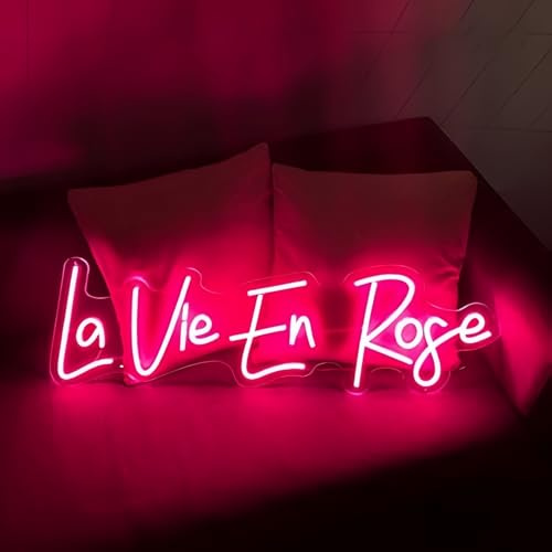 La Vie En Rose LED Segni al neon per la decorazione del muro Neon Wall Art luci a LED acriliche con catena sospesa illuminare per la decorazione della camera da letto Graduazione Bar Pub Festa