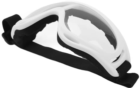 Aoaoy Occhiali da sci, PC, occhiali trasparenti, protezione UV, antivento, fascia regolabile, per uomo e donna (montatura bianca)