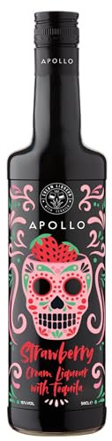 Apollo Strawberry Cream Liqueur with Tequila and Double Cream, 50cl, 15% ABV — Creamy Strawberry Flavour for Cocktails, Dessert Garnishes, Home Bar