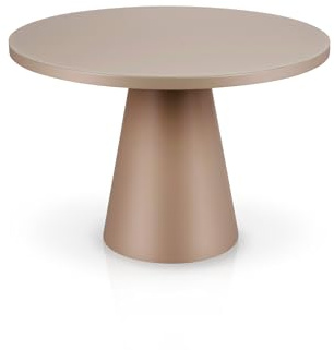 KHG Esstisch Rund 110 cm Durchmesser, Cashmere mit Glasplatte, Platz für 5 Personen, bis 100 kg belastbar - Minimalistisches Design, konisches Tischgestell, modern & pflegeleicht