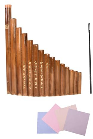 LIGIGWASH Multifunktionale Bambus Panflöte 15 Röhren Braun mit Praktischem Design und Langlebigem Material für Anfänger und Musikliebhaber Zufällige Farbe Zufälliger Stil