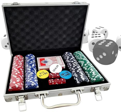 Set da poker con valigetta – per feste senza valore nominale, set di carte da poker | per giocatori, appassionati di giochi, collezionisti, pianificatori di eventi, uomini, donne, adulti