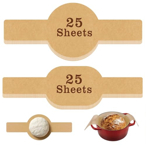 PLAPITATE Parchment Bread Sling for Dutch Oven, Non-Stick Unbleached Bread Baking Mat, 50 Pcs Disposable Bread Sling for Sourdough Tools ＆ Accessories (Oval and Round)