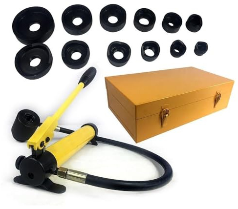 MIIWWOWO 8T - Perforadora hidráulica de chapa con 6 punzones de agujeros Ram 22 – 60 mm, SYK-8B cilindro perforador, juego de bomba hidráulica en maletín