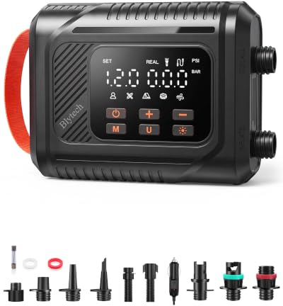 Electric Paddle Board Pump 20 PSI, Powered by 12V DC Car Socket, No Battery | with 12V DC Car Connector, No Battery,Dual-Stage Inflation & Deflation, Auto-Off, for SUPs, Kayaks, Tents & Pools
