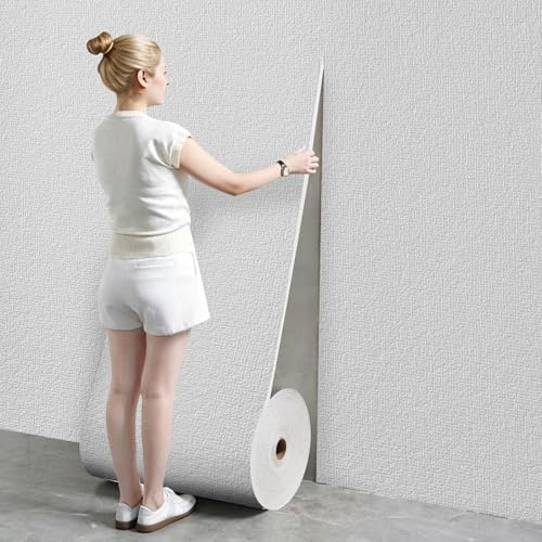 White Self Adhesive Wallpaper 3mm Thick Thermal Insulation Peel and Stick Wallpaper Insulating Waterproof Removable Wall Paper Decorative Wall Panels Stickers For Bedroom Living Room Hotel 50x1000cm