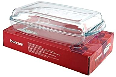 Pasabahce Borcam Plat à four en verre avec couvercle 2 l