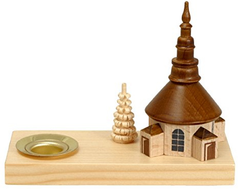Rudolphs Schatzkiste Kerzenhalter mit Kirche BxHxT 100x80x45mm NEU Weihnachten Kerzensockel Lichthalter Kerzenschmuck Tischschmuck Holzschmuck Holz Seiffen Erzgebirge Dekoration