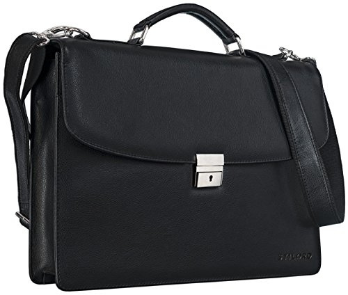STILORD 'Jonathan' Elegante Aktentasche klassische Büro Business Schultertasche groß 15,6 Zoll mit Schloss Rinds Leder schwarz