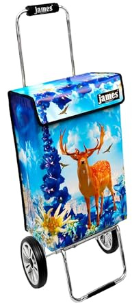 James® Einkaufstrolley modern Design Edelweiß, Einkaufswagen bunt, Hackenporsche, Shopping-Lifestyle, Planenmaterial, bis 50kg Tragkraft, Grosse Räder, Made in Vienna