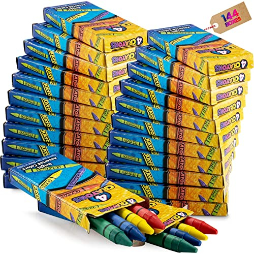 Bulk Crayons - 576 Crayons! Case Of 144 4-packs, Premium Color Crayons Bulk School Supplies For Kids And Toddler Crayons Bulk Non-toxic, For Party Favors, Restaurants, Goody Bags Stocking Stuffers