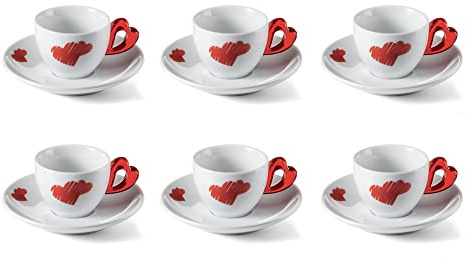 Guzzini 8008392290063 Set DE 6 A' Cafe avec sous-Tasses Love