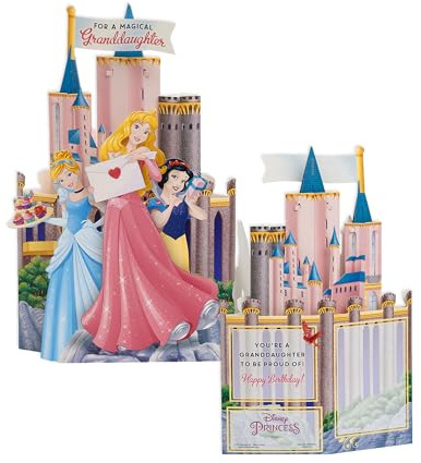 UK Greetings 3D-Geburtstagskarte für Enkelin, Pop-Up-Disney-Prinzessinnenschloss, Disney-Geburtstagskarte