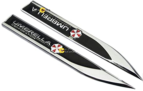 E474 ein Paar Umbrella Emblem Zeichen Badge auto Abziehbild aufkleber 3D seite Car Sticker, Schwarz