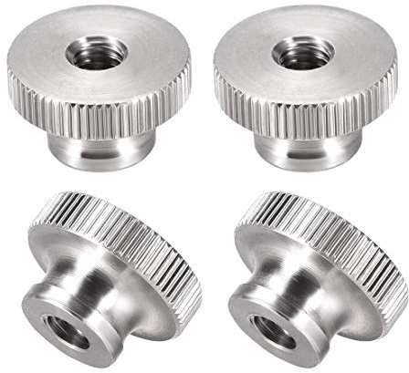 uxcell Knurled Thumb Nuts, 4Pcs M6x1mm 304 Stainless Steel Round Knobs Fasteners for 3D Printer Parts, Silver Tone