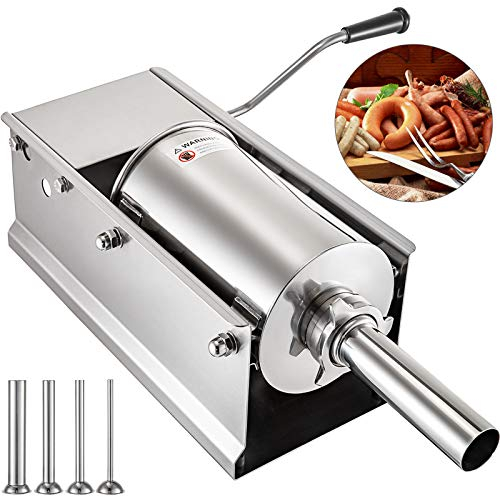 VEVOR Machine à Saucisse Remplissage de Saucisse horizontal de saucisse remplissante de saucisse pour la maison et l'utilisation commerciale en acier inoxydable (5L)