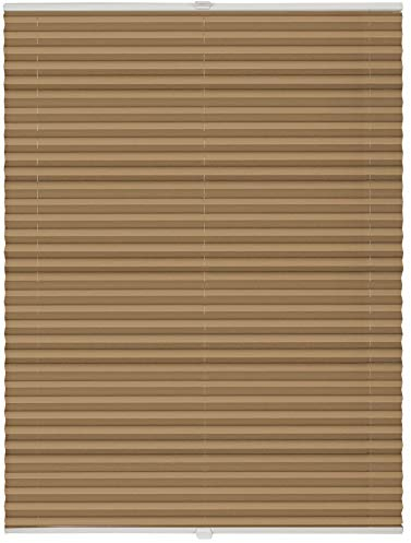 ondeco Thermo-Plissee auf Maß für alle Fenster innen, ohne Bohren, Montage Klemmträger bis 27 mm, Sonnenschutz-Rollo lichtschutz und Blickdicht Cappuccino B: 121-130 cm, H: 40-100 cm