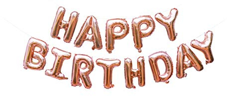 Cavore Luftballon Happy Birthday Banner in Rosegold metallic – XL Schriftzug-Girlande zum Aufhängen für eine stilvolle Geburtstagsdeko für Erwachsene und Kinder