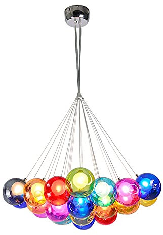 Pendelleuchte esstisch Pendellampe Höhenverstellbar Kronleuchter Hängeleuchte aus Glas in Farbe Modern Hängelampe Glas Globo Lampenschirm Design Anhänger Lüster für Wohnzimmer Schlafzimmer Decke Lampe