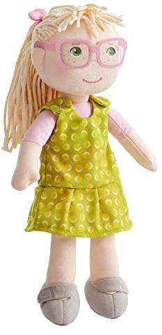 HABA 306529 - Puppe Leonore - Stoffpuppe mit Abnehmbarer Brille für Kinder ab 18 Monaten zum Spielen und Kuscheln aus weichen Materialien - Größe: 30 cm