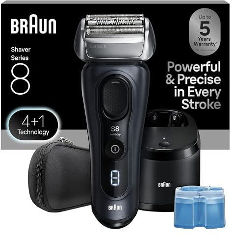 Braun Series 8 8560cc Electric Razor for Men, 4+1 Shaving Elements & Precision Long Hair Trimmer, 5in1 SmartCare Center, Close & Gentle Even on Dense Beards, Wet & Dry Electric Razor, 60min Runtime
