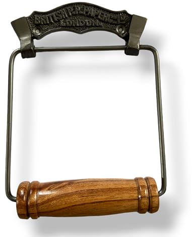 Cast Iron British Paper Co Oak Wooden Toilet Towel Holder