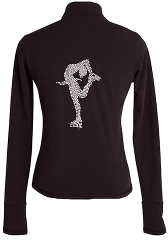 Youthful flying Eiskunstlauf Jacke Warmes Fleece Mädchen Damen Eislaufen Tops Sportjacke Con Kristall(Size:XXS,Color:Schwarz-Dick)