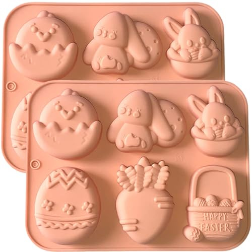 Easter Chocolate Molds Silicone, Bunny Egg Gummy Candy Molds Silicone Shapes for Baking Resin Soap Wax Melts Ice Cube Jelly