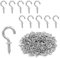 100 ganchos de rosca M1,9/20 mm de acero inoxidable, niquelados para tornillos, pequeños ganchos de techo, ganchos de pared, tornillos de gancho para vasos, ganchos de metal, ganchos autocortantes