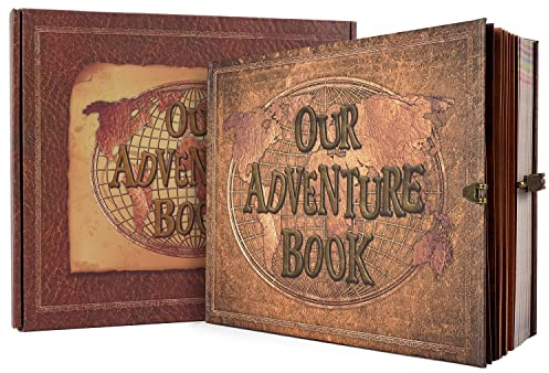 Our Adventure Book Photo Album 10.2 X 8.1 Inch,Adventure Book Fotoalbum 180 Seiten,3d Cover Design Fotoalbum Zum Selbstgestalten Anniversary,Valentinstag,Christmas(Brown)