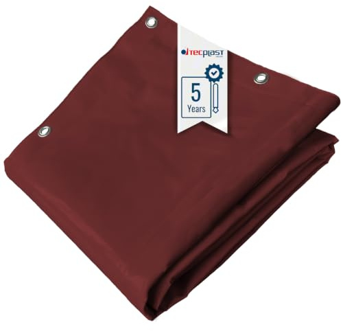 Telo PVC Impermeabile 3x4 m Rosso Bordeaux - Garantia de 5 anni TECPLAST - LP506MU - Telone PVC occhiellato - Resistenza Anti-UV