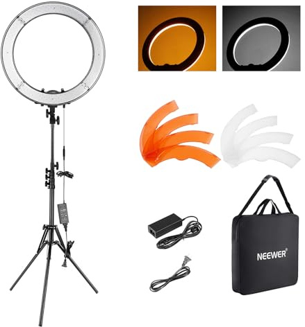NEEWER 18 Inch Ring Light with Tripod Stand, 55W Large LED Ringlight, Cold Shoe Phone Holder Compatible with iPhone Camera for Video Recording Photography Streaming Selfie Makeup Studio Photo, RL-18