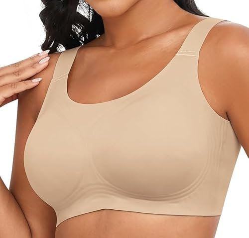 Yommay Seamless Bra for Women - Full Coverage, Non-Wired, Comfort Padded Everyday Bra, Nude, 3XL