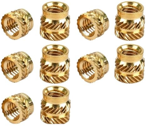 Einpressmuttern M2 M2,5 M3 M4 M5 M6 Messing-Einsatzmutter, Hot-Melt-Mutter, wärmegerändelt, eingebettete Einspritz-Kupfer-Einsatzmutter, 3D-Druck, Kunststoffplatten-Muttereinsätze(50PCS,M2.5xL4xOD3.5)
